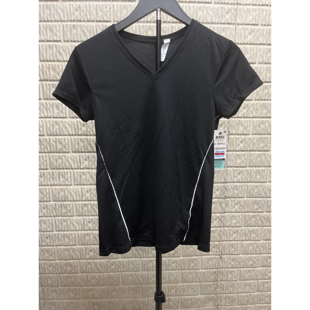 Ideology‎ Womens Performance V-Neck Short Sleeve Athletic Top Black 100128973 XS